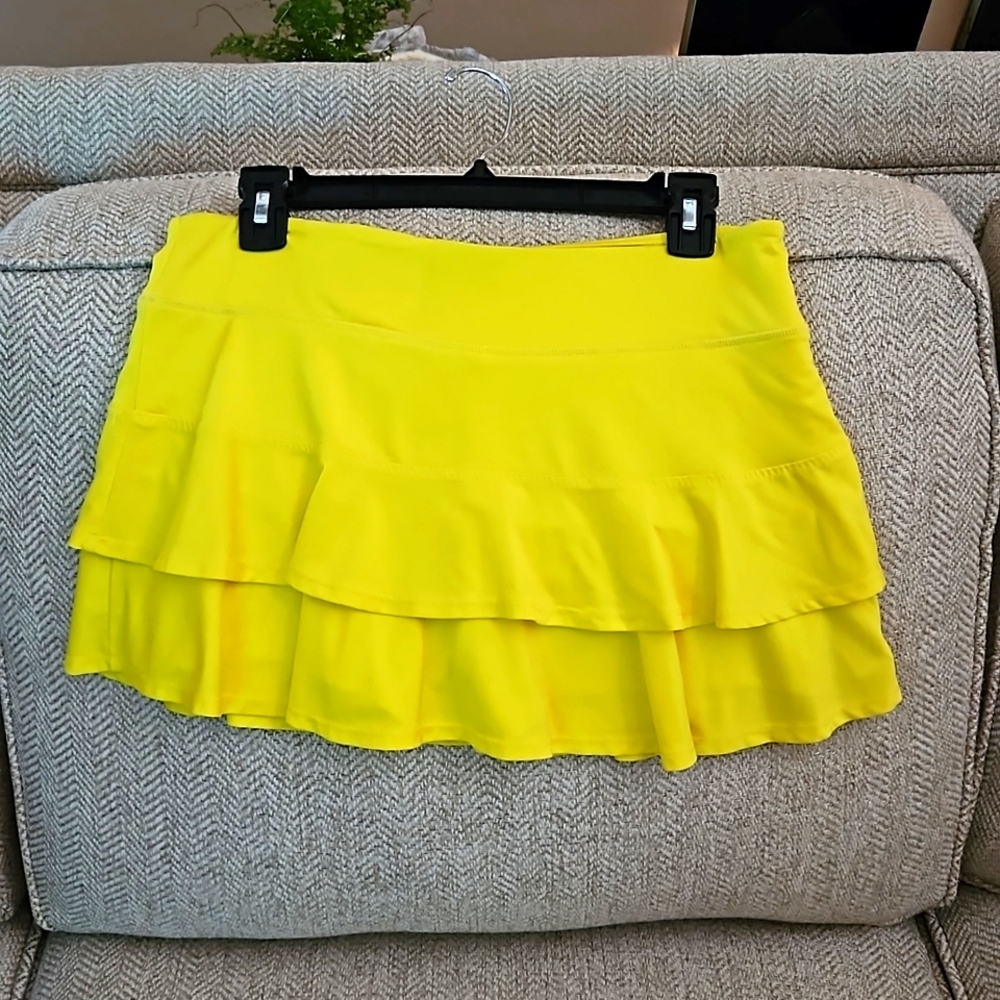 Lija, gently worn, lemon yellow, medium skort.